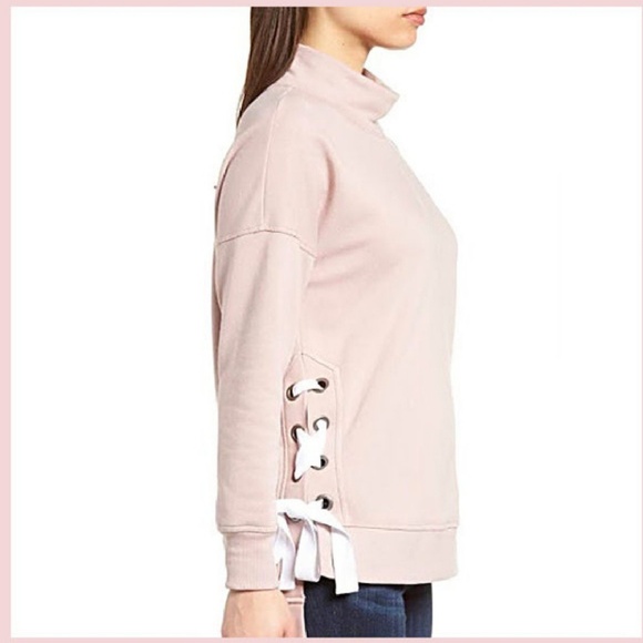 Gibson Tops - NWT Blush Sweatshirt Lace Up Sides Cotton Terry M